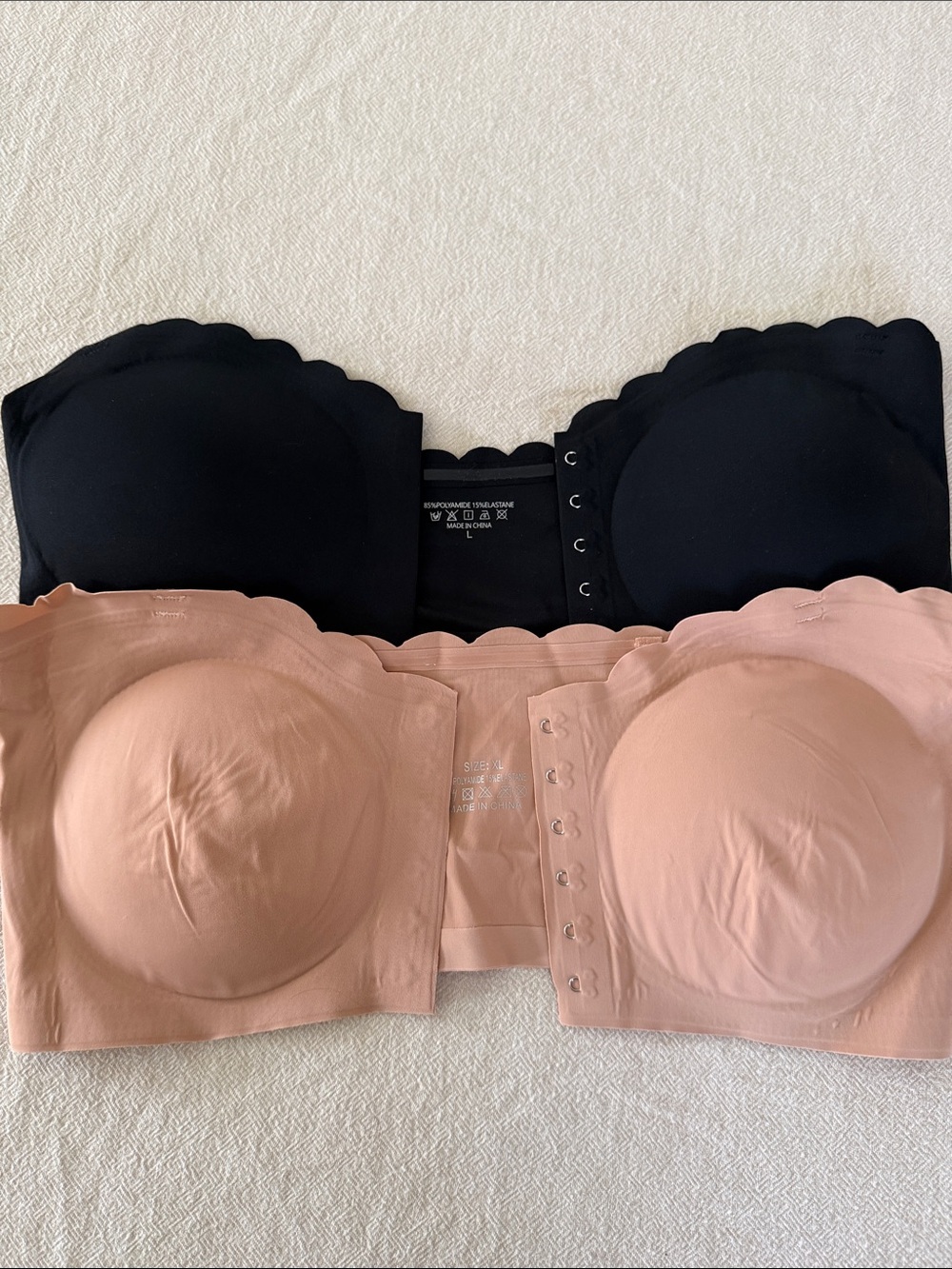 Strapless Scallop Trim Nude Seamless Bandeau Bra